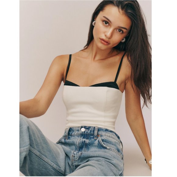 Reformation Melanie Top in Ivory - Picture 1 of 11